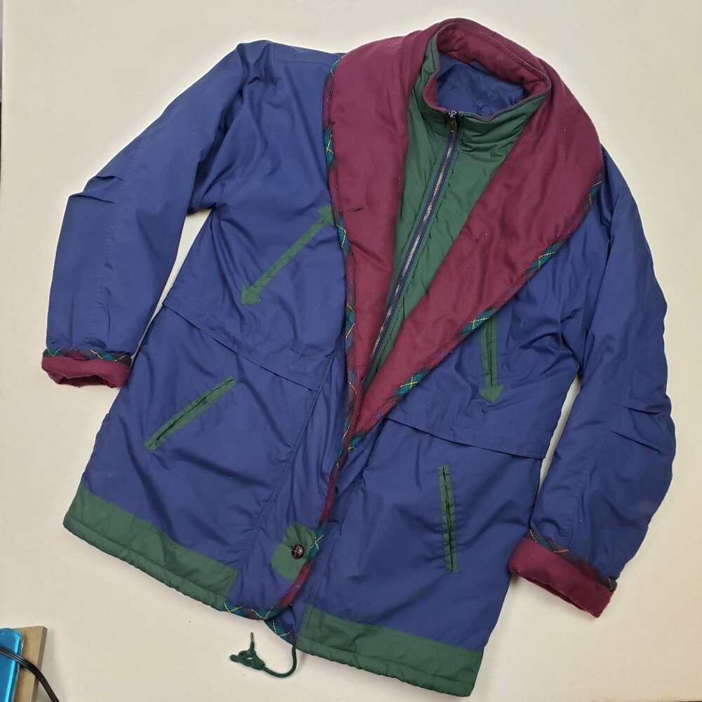 P.D.E. Express Winter Jacket Hiking/Skiing/Snowboarding Coat Sz L Blue/Red VTG